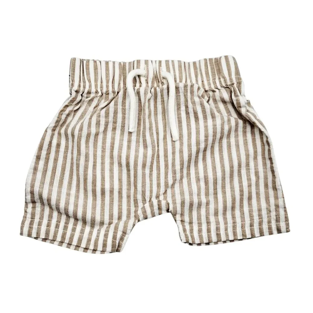 Carter's Just One You Tan White Striped 100% Cotton Shorts Baby Girls Size 9M